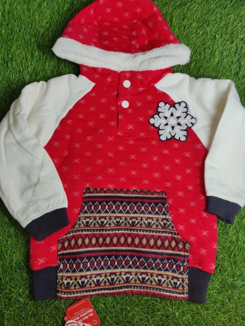 Baby Hoodie Girl winter Season full sleeve red with white arms hoodie