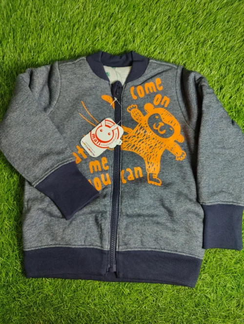 Baby Jacket Baby Boy Winter Season full sleeve Dark Grey with Navy Blue lining