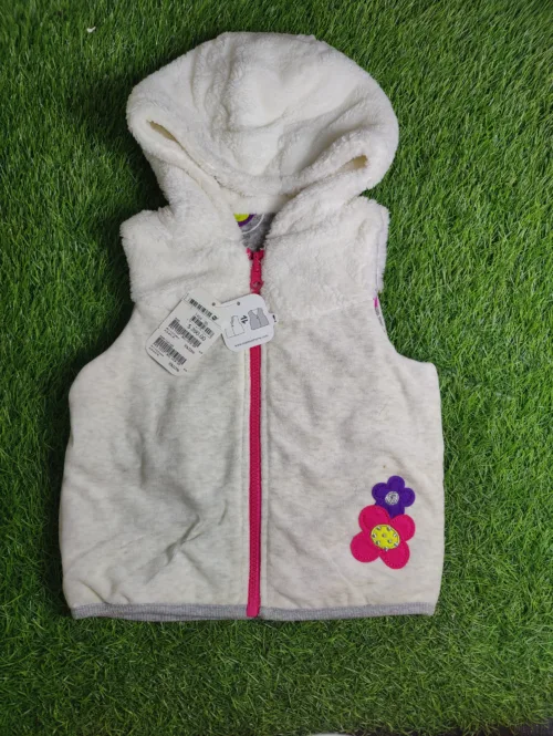 Baby Jacket Baby Boy Winter Season full sleeve White with red zipper