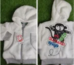 Baby Jacket Baby Boy Winter Season full sleeve white with grey lining double Sided print
