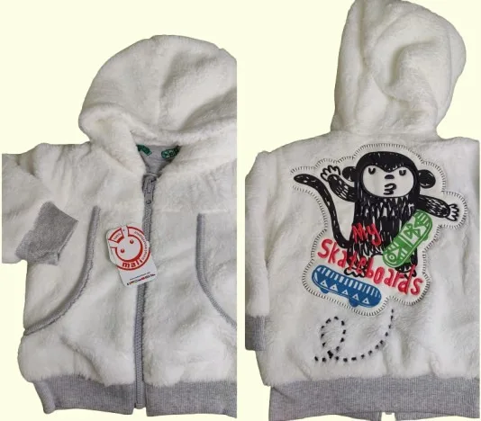 Baby Jacket Baby Boy Winter Season full sleeve white with grey lining double printed Baby Jacket Baby Boy Winter Season full sleeve white with grey lining double printed