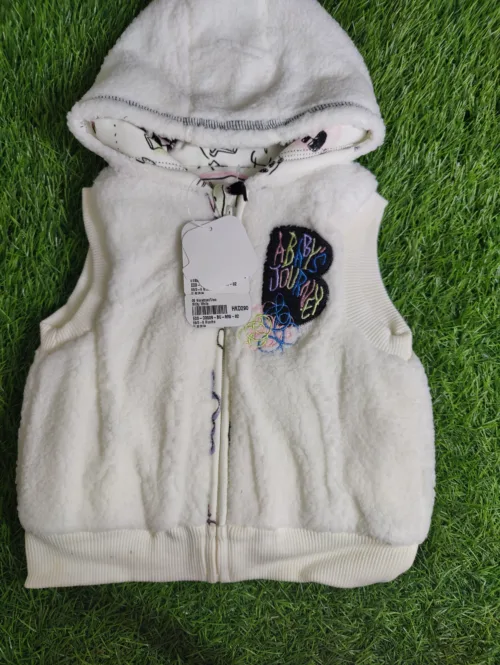 Baby Jacket Baby Boy Winter Season sleeve less white with hoodie