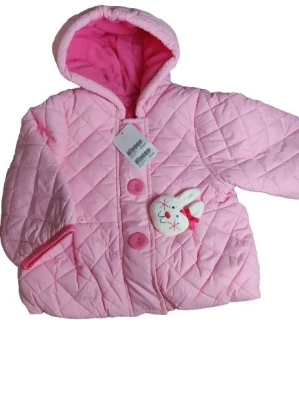 Baby Jacket Baby Girl winter Season full sleeve pink with white bunny puffy Baby Jacket Baby Girl winter Season full sleeve pink with white bunny puffy