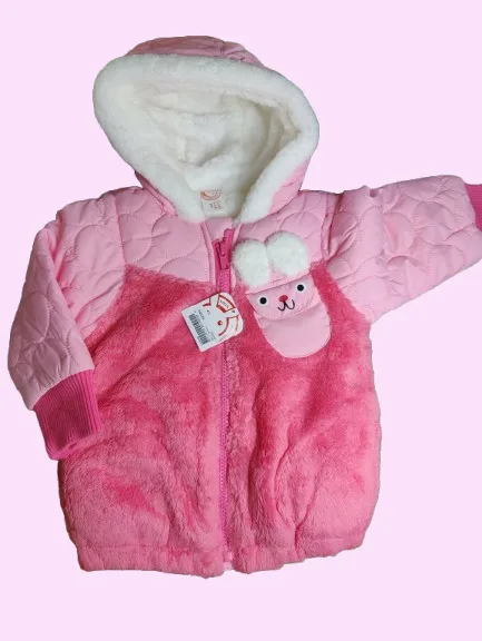 Baby Jacket Baby Girl winter Season full sleeve pink with white inner rabbit velvet Baby Jacket Baby Girl winter Season full sleeve pink with white inner rabbit velvet