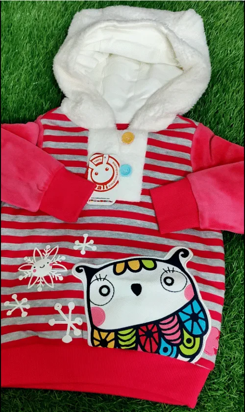 Baby Jacket baby Boy winter full sleeve red grey lining with white hoodie