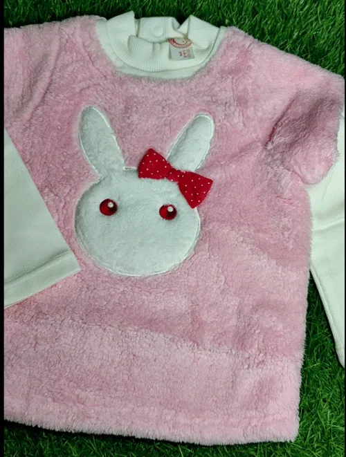 Baby Jacket baby Girl winter full sleeve Pink with white arms velvet