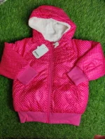 Baby Jacket baby Girl winter full sleeve pink with white dots