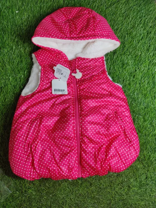 Baby Jacket baby Girl winter full sleeve pink with white dots