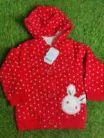 Baby Jacket baby Girl winter full sleeve red with white bunny hoodie