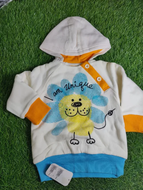 Baby Jacket baby boy winter full sleeve white with orange lining