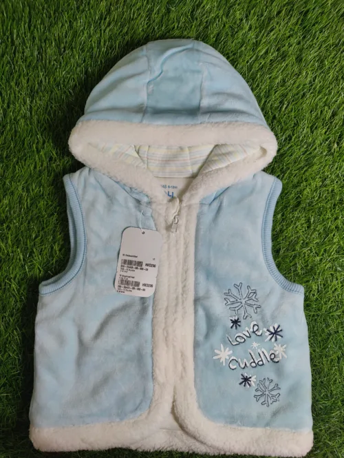 Baby Jacket baby boy winter sleeve less light blue with white lining