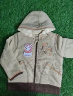 Baby Jacket unisex Winter Season full sleeve light brown with dark brown lining hoodie