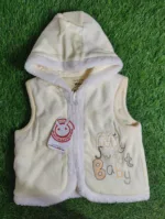 Baby Jacket unisex Winter Season sleeve less Half white with white linning hoodie