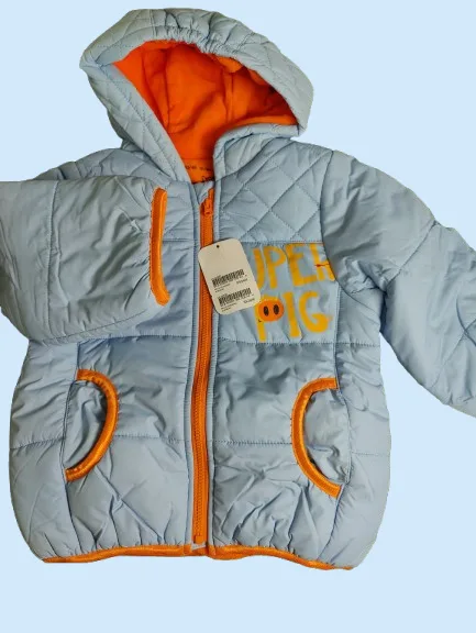 Baby Jacket unisex Winter Season Full sleeve light blue with orange lining puffy hoodie Baby Jacket unisex Winter Season Full sleeve light blue with orange lining puffy hoodie