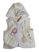 Baby Jacket unisex Winter Season sleeve less light yellow with white linnig
