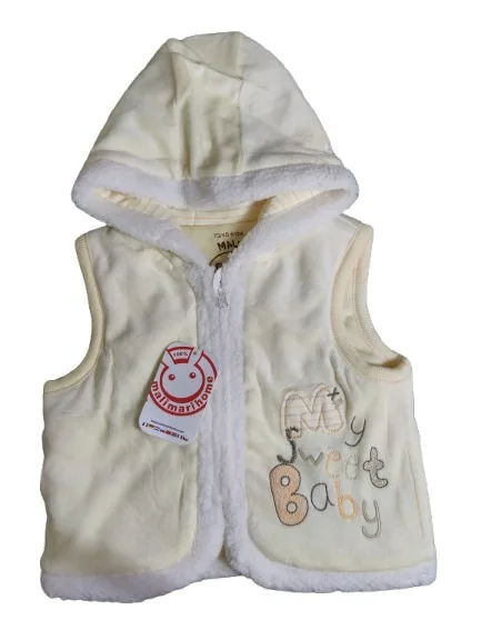 Baby Jacket unisex Winter Season sleeve less light yellow with white linnig Baby Jacket unisex Winter Season sleeve less light yellow with white linnig