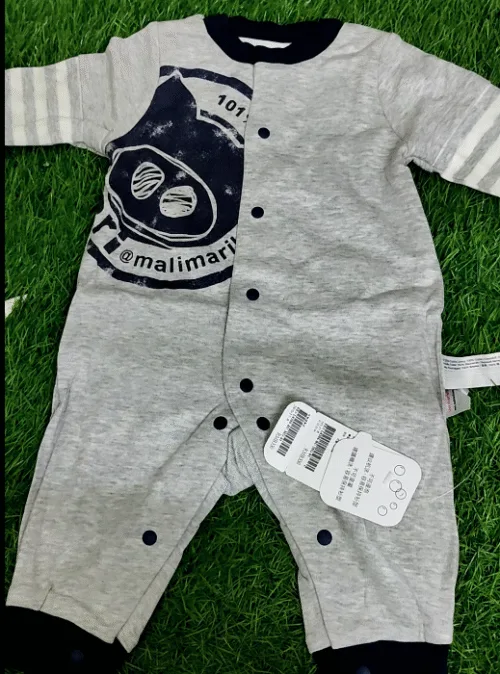 Baby Romper Baby Boy Mid Season full sleeve grey with black sleeves