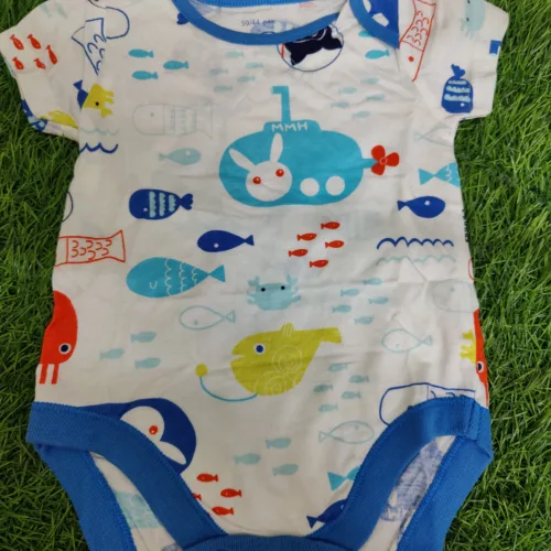 Baby Romper Baby Boy Summer half saleev white blue
