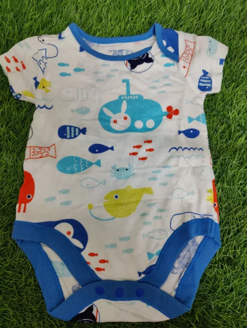 Baby Romper Baby Boy Summer half saleev white blue