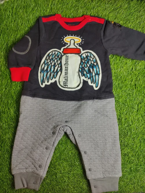 Baby Romper Baby Boy Winter Black and Grey with angel