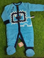 Baby Romper Baby Boy Winter Season full sleeve blue with dark blue sleeves with shoes