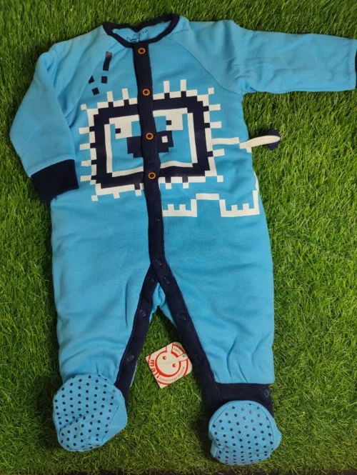 Baby Romper Baby Boy Winter Season full sleeve blue with dark blue sleeves with shoes