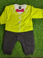 Baby Romper Baby Boy Winter Season full sleeve parrot green black bow style