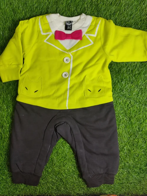 Baby Romper Baby Boy Winter Season full sleeve parrot green black bow style