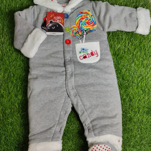 Baby Romper Baby Boy Winter Season full sleeve grey hoodie with shoes