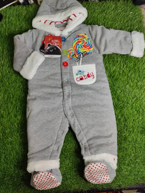 Baby Romper Baby Boy Winter Season full sleeve grey hoodie with shoes