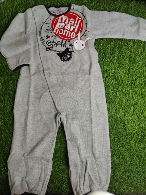 Baby Romper Baby Boy Winter Season full sleeve grey with logo bunny and cat