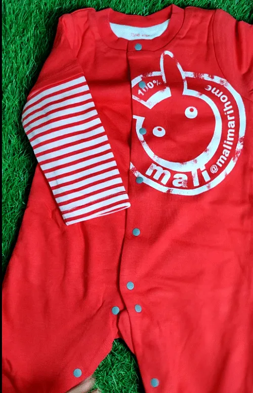 Baby Romper Baby Boy Winter Season full sleeve red with red and white strip arms