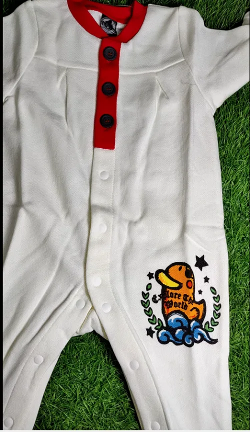 Baby Romper Baby Boy Winter Season full sleeve white with duck design red lining