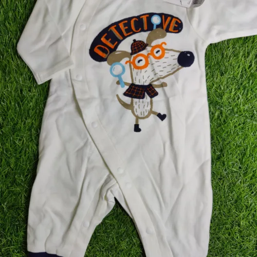 Baby Romper Baby Boy summer Season full saleev white blue saleev detective