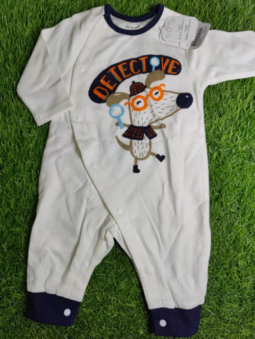 Baby Romper Baby Boy summer Season full saleev white blue saleev detective