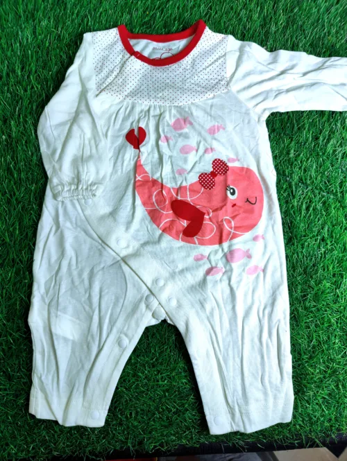 Baby Romper Baby Girl Summer white Pink Whale