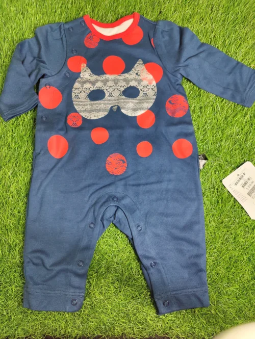 Baby Romper Baby Girl Winter Season full sleeve navy Blue red dots