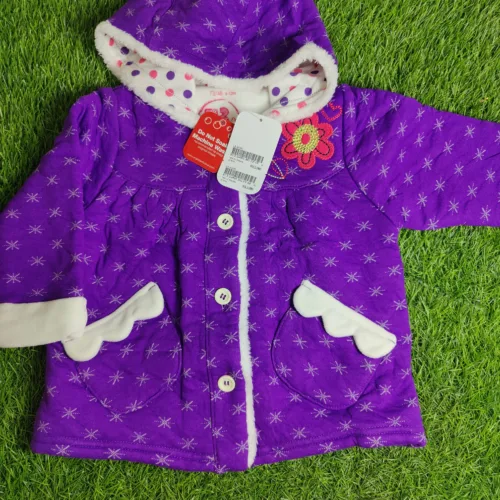 Baby Jacket Baby Girl Winter Season full saleev purple with white lining hoodie