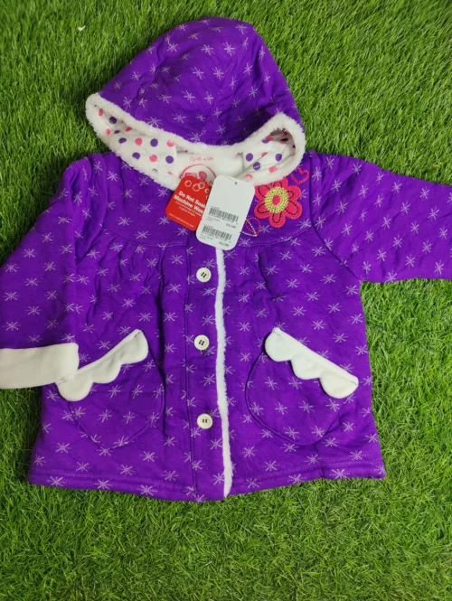 Baby Jacket Baby Girl Winter Season full saleev purple with white lining hoodie