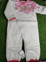 Baby Romper Baby Girl Winter Season full sleeve White with pink flower design