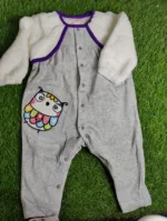 Baby Romper Baby Girl winter Season full sleeve white and grey with purple lining