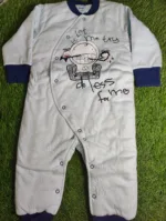Baby Romper Baby boy Winter Season full sleeve white with dark blue lining