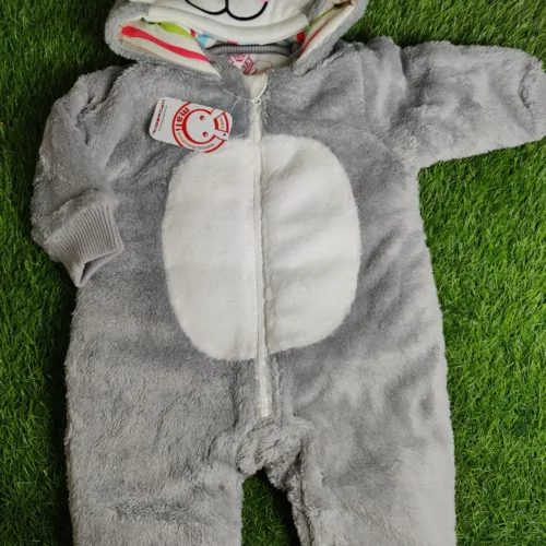 Baby Romper Baby unisex Winter Season full sleeve gray rabbit hoodie