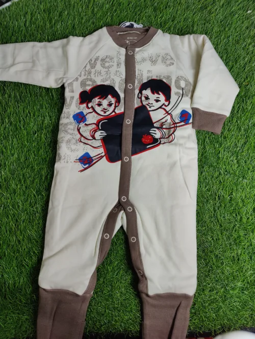 Baby Romper Baby unisex Winter Season full sleeve white and gray sleeves