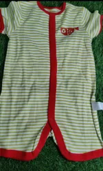 Baby Romper Baby unisex summer Season Half saleev half white red lining horizontal lines