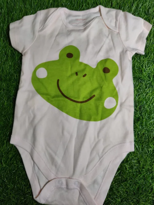 Baby Romper Boy Summer half sleeve white with green frog