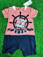 Baby Romper Boy summer half sleeve Red lines with navy blue sailor