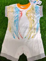 Baby Romper Boy summer half sleeve White with multi color angel wings