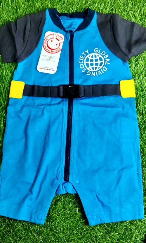 Baby Romper Boy summer half sleeve blue with belt style