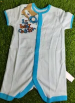 Baby Romper Boy summer half sleeve white and blue lining
